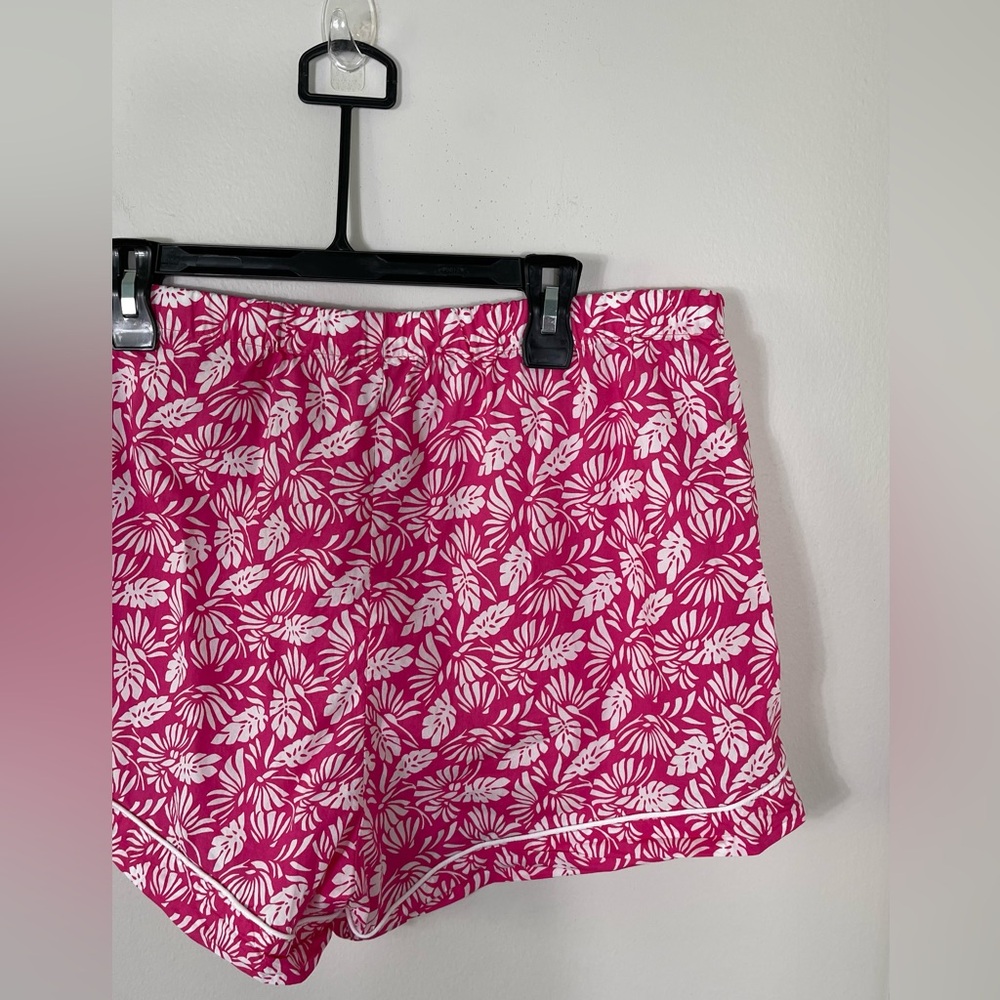 J. Crew Pink Fuchsia White Floral Elastic Waistband Shorts Cotton Summer XL - Picture 7 of 11